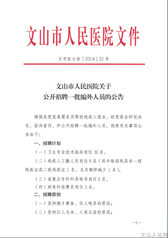 文山最新医院招聘信息及细节解读