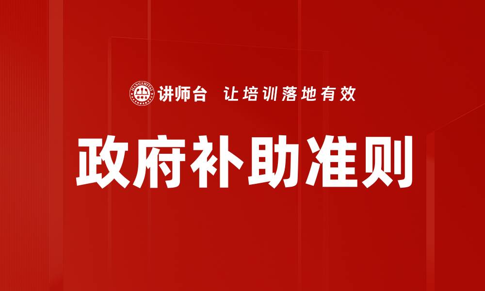 最新政府补助准则，重塑支持与激励的方向